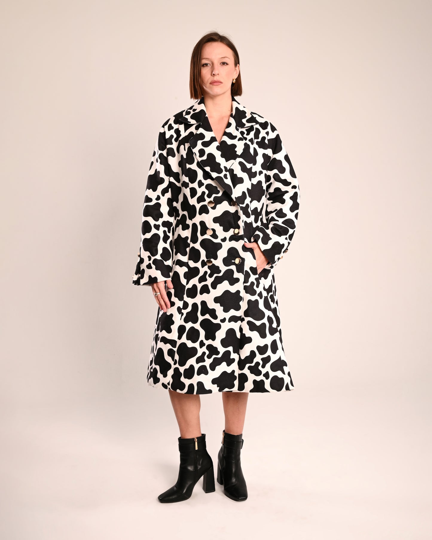 Sculpted cow print coat