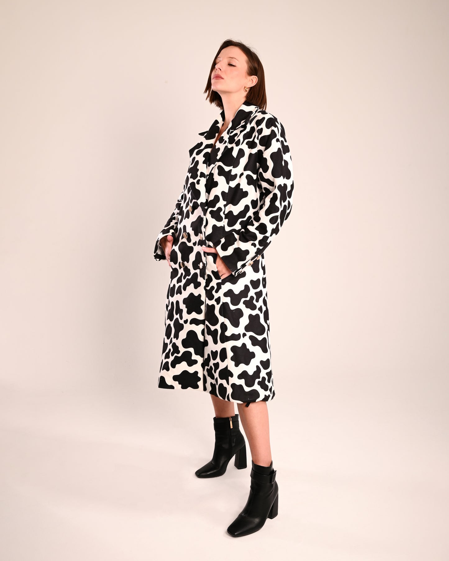 Sculpted cow print coat