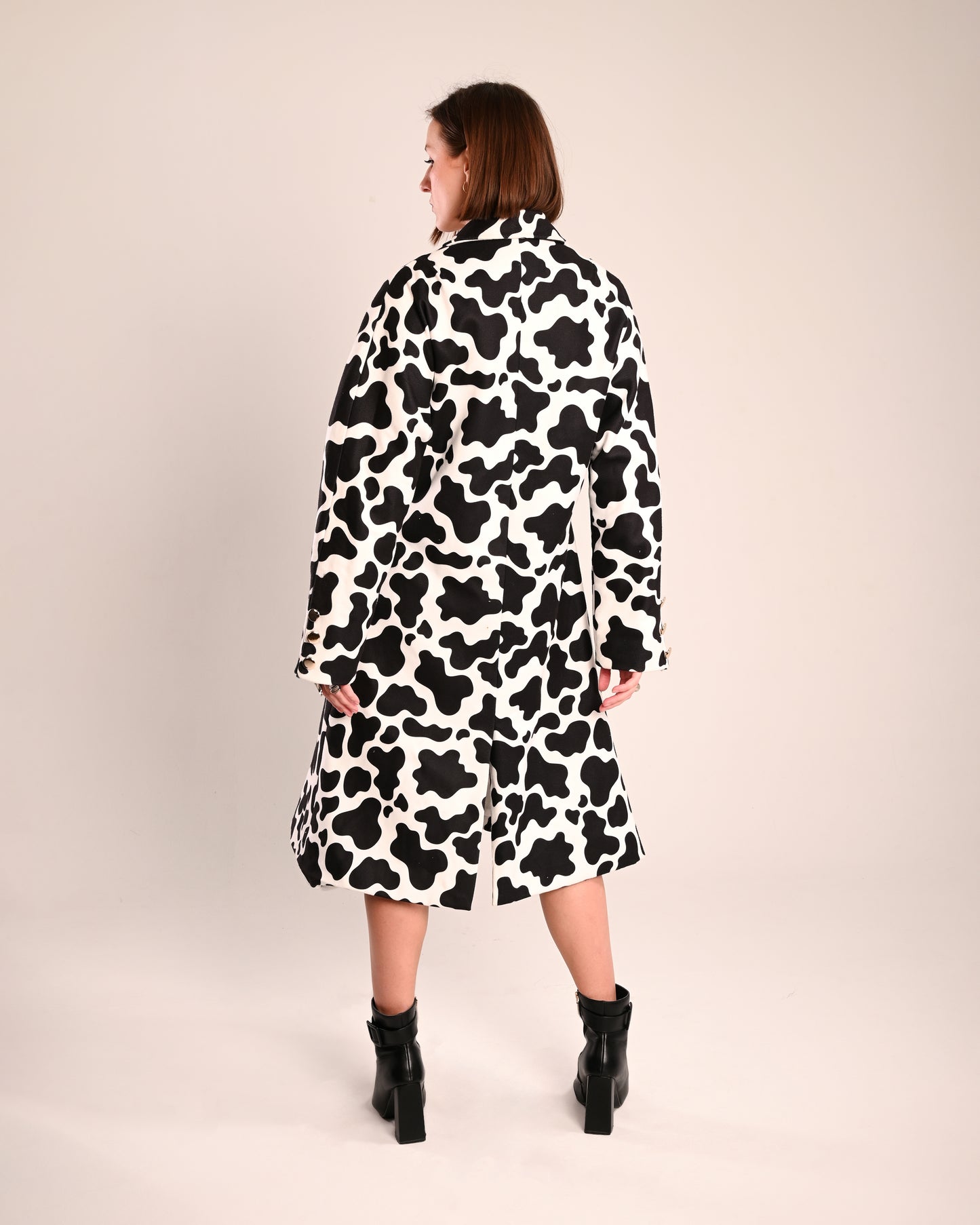 Sculpted cow print coat