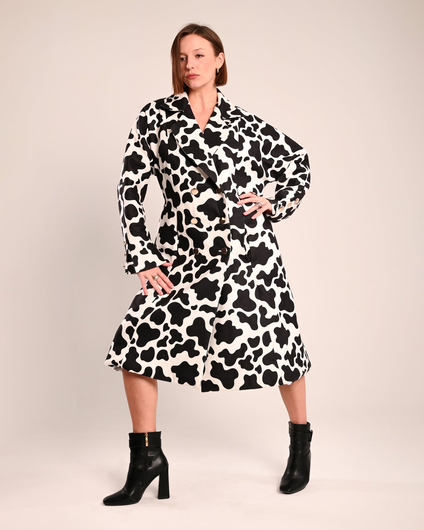 Sculpted cow print coat