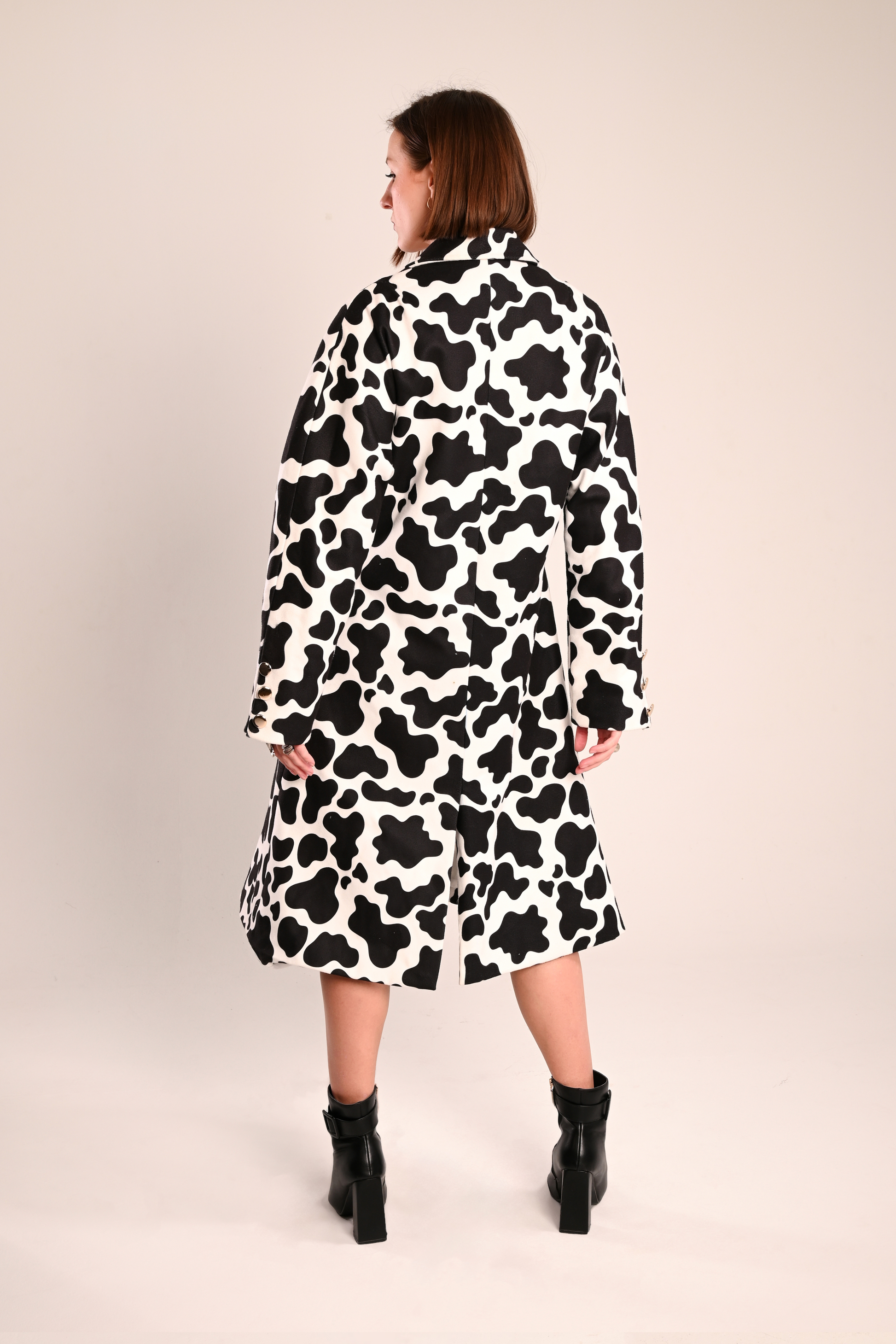 Sculpted cow print coat