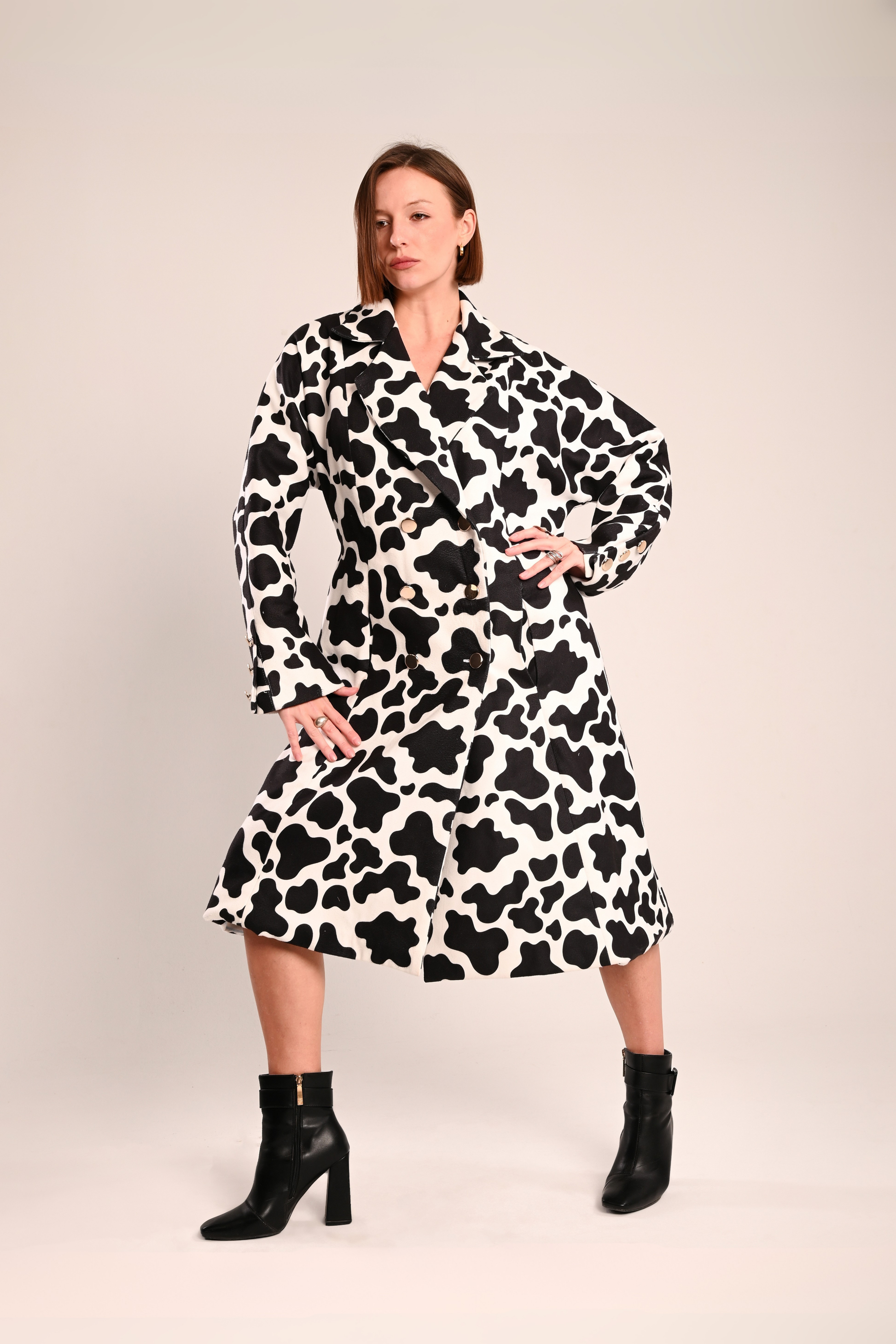 Sculpted cow print coat